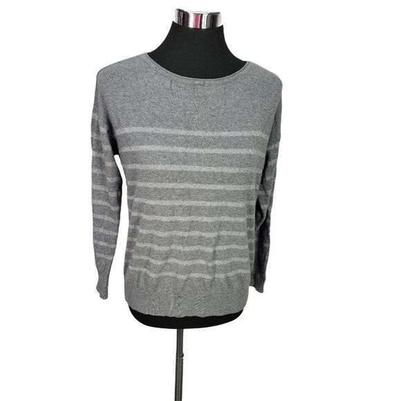 Chicos Tops - Chico's Gray Metallic Striped Size Small Pullover‎ Sweater
